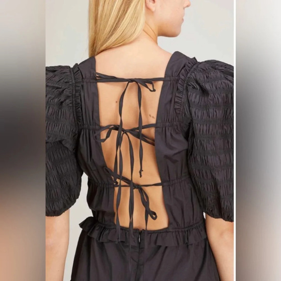 NWT Sea New York Sloane Puff Sleeve Smocked Dress in Black Size Small $375 - Picture 5 of 8